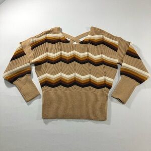 With Love by FCT Women’s V-Neck Striped Knit Sweater Size Medium